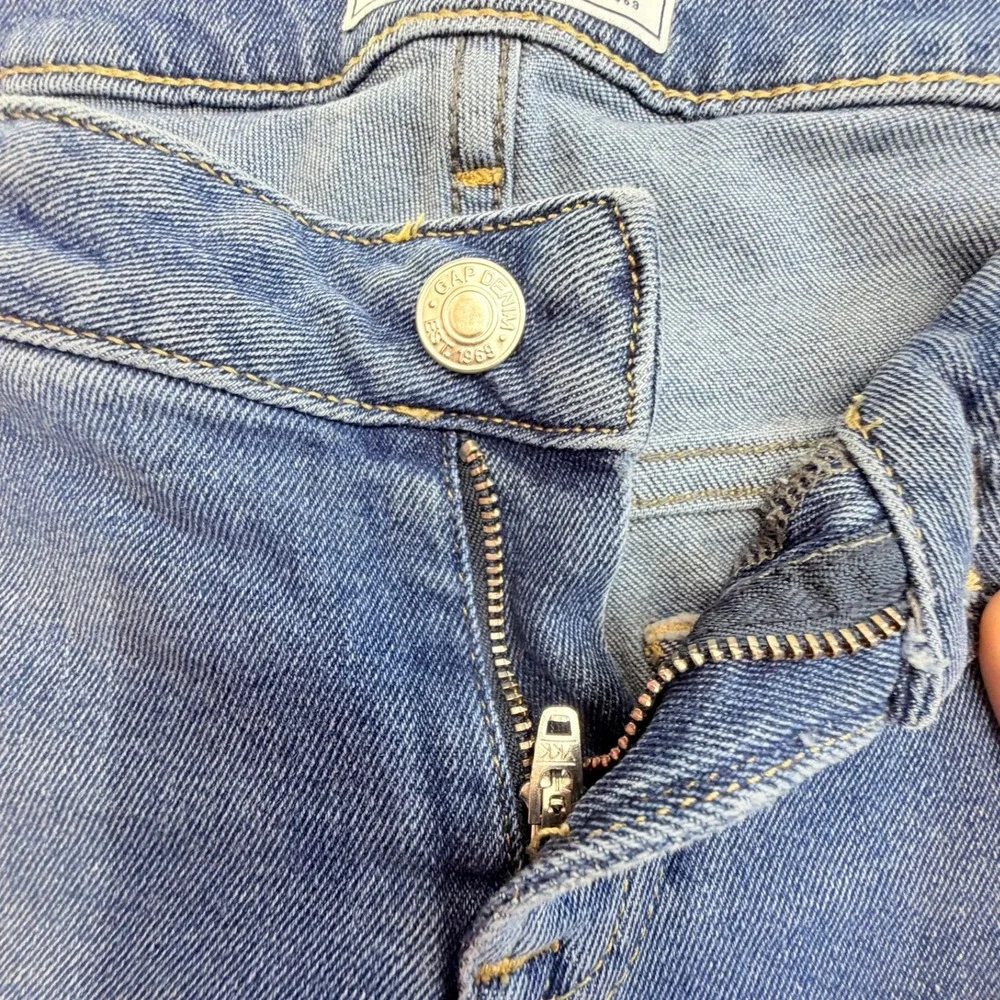 GAP Maternity Slim Straight Jeans Womens‎ 14R Side Panels Blue Stretch Denim